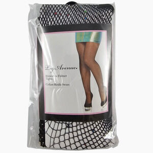 New Leg Avenue Fishnet Tights Black Rhinestone One Size Sexy Lingerie Festival